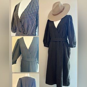 XL Fall wrap around puff sleeve dress | fall dress | puff sleeve v-neck
